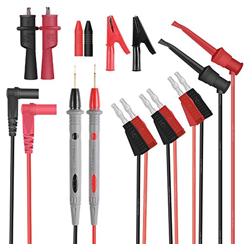 Yubone Multimeter Test Leads,Stackable Banana Test Lead Kit with 30A Alligator Clips,Test Mini Hooks Probe,Silicone Material Soft Cable