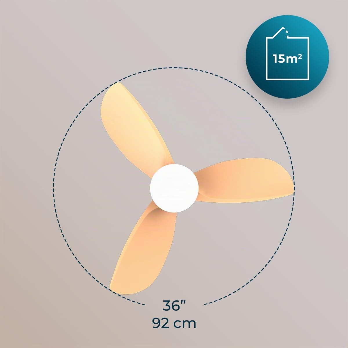 Cecotec - Ventilatore da Soffitto con luce EnergySilence Aero 3050 Orange, 35 W, motore DC, diametro 92 cm con luce LED, telecomando, timer, 6 velocità e 3 lame