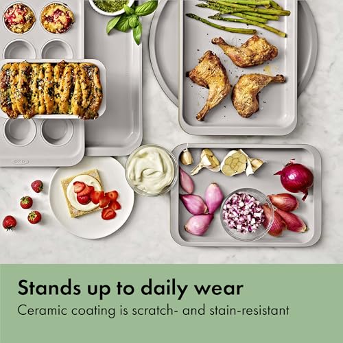 Image of OXO Good Grips Non-Stick Pro Ceramic Coated Metal Bakeware Half Sheet Pan - Basil, Ceramic Non-stick Baking Pans for Oven, Baking Sheet, Cookie Sheets for Oven