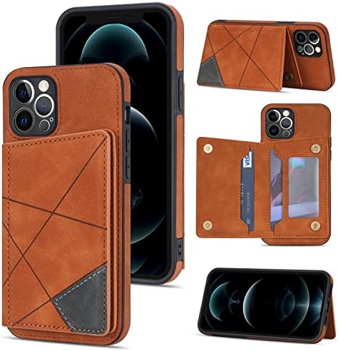 UEEBAI Wallet Case for iPhone 12 6.1 inch, Slim PU Leather Case with Card Holders Kickstand Double Magnetic Clasp Durable Skin feel Shockproof Flip Folio Cover - Purple