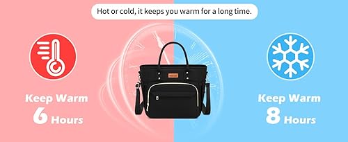 Miniatura 8 de Lonchera térmica para mujer, bolsa térmica para el trabajo, lonchera grande para adultos, a prueba de fugas, con correa para el hombro, para viajes,