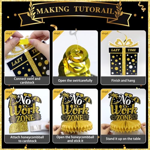 Image of 22Pcs Retirement Party Decorations for Men Women, Black and Gold Happy Retirement Banner, Poster, Sash, Balloons, Honeycomb Centerpieces - Retirement Party Supplies for Farewell Goodbye Party
