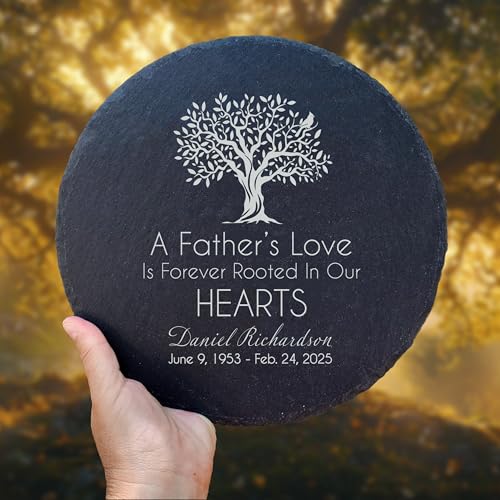 Personalized Human Memorial Stones for Loved Ones Headstones for Graves Grave Markers for Cemetery Sympathy Gifts for Loss of Loved One Bereavement Remembrance Plaque Outdoors Garden Stone In Memory of Mom Dad Real Slate Poem Keepsake (C12)