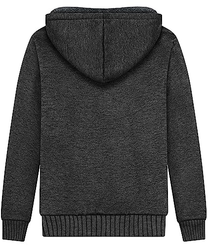 Image of ZITY Boys Zip Up Hoodie Fleece Jacket Kids Sherpa Lined Sweatshirts Outerwear Unisex Warm Winter Coat 6-15 Years Old