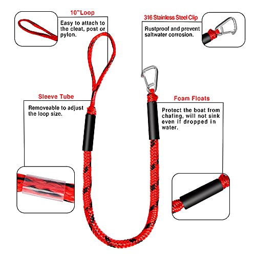 Bungee Dock Line Boat Accessories - Pontoon, Jet Ski, Kayak Accessories With 316 Stainless Steel Clip #TOP1