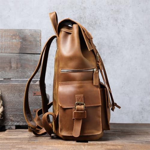 Men Leather Briefcase Shoulder Bag Men Retro Large Backpack Leather Travel Bag Leisure Bag2