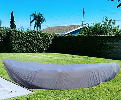 iiSPORT Kayak Cover - 12-13ft UV Resistant StormPro Canoe Storage Dust Cover with Pull Cord to Tighten Up, Prolonging The Life & Look of Your Kayaks,Gray - Thumbnail 3