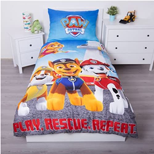 Jerry Fabrics F - Juego de funda nórdica - Pat Patrol - 2 piezas - Niño - Funda nórdica - Reversible - 140 x 200 - Funda de almohada - 70 x 90 cm - 100% poliéster Cover