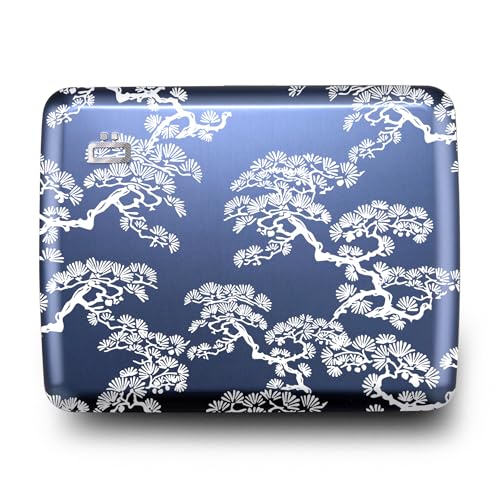 Image of OGON -DESIGNS- Aluminum wallet, Large capacity with metal lock, RFID Protection against fraud and demagnetization, model Smart Case OSLO Large (Engraving Bonzai)