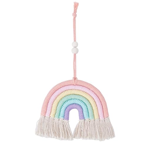 2Pcs Colorful Rainbow Wall Hanging Decor Handmade Woven Cotton Rainbow