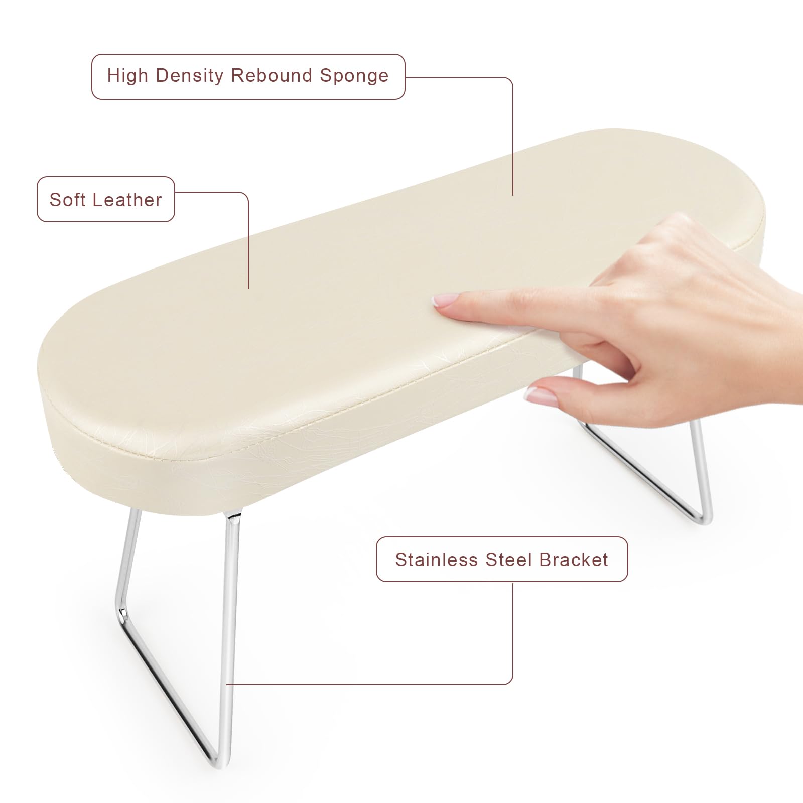 Poggiamano Per Unghie, RISVOWO Pads Unghie In Pelle Pu, Poggia Mani Per Unghie Antiscivolo, Supporto Pieghevole, Spugna Morbida, Cuscino Per Mani Impermeabile Per Studio Di Unghie,Poggia Mani (Bianca)