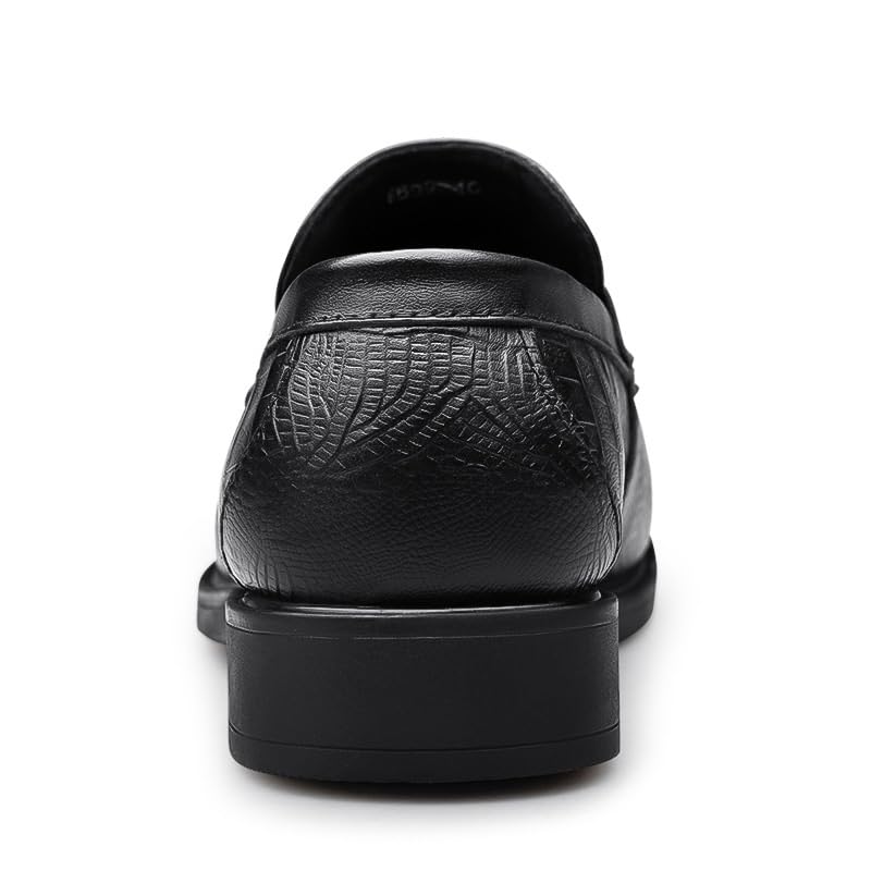 Men's Slip-On Oxford Shoes Men's Vintage Leather Pointed Toe Platform Oxfords Shoes Formal Derby Shoes(Black,10)3