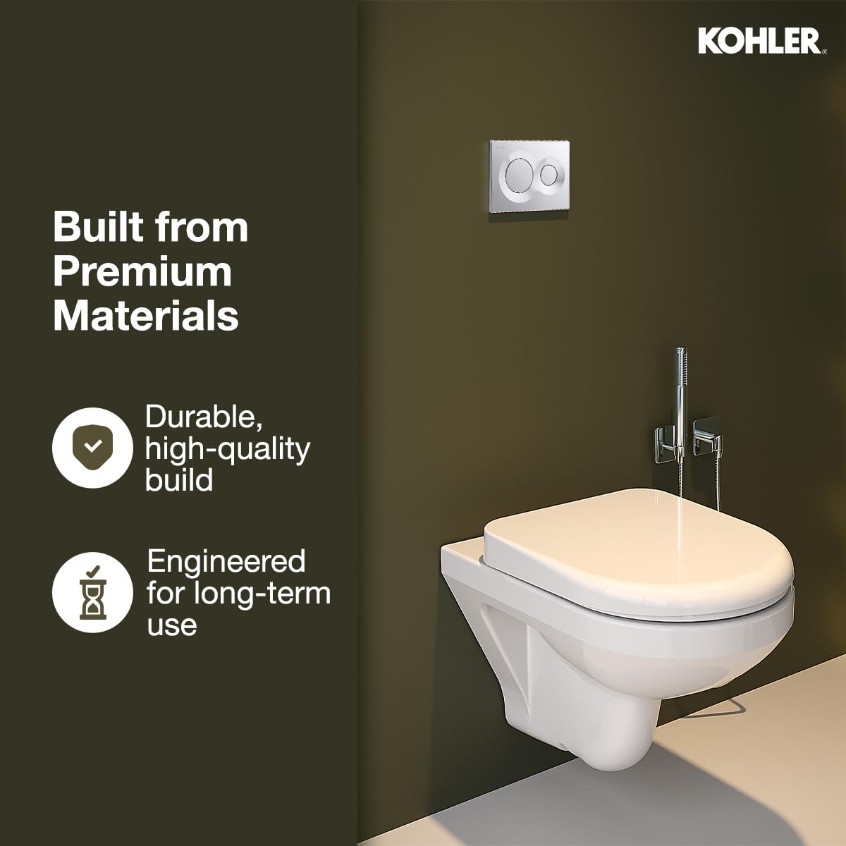 KOHLER LYNK Pneumatic Dual-flush Faceplate in Polished Chrome color compatible with Kohler Pneumatic in-wall tank or cistern tank — Amazon image 2