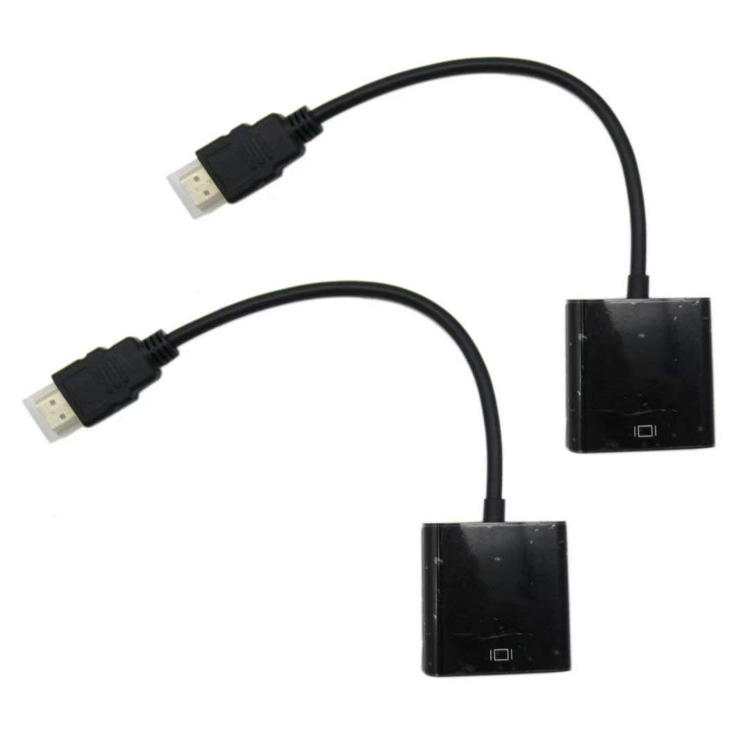 USonline911 Black 1080P HDMI Male to VGA Female Video Cable Cord Converter Adapter for PC Monitor 2Pcs