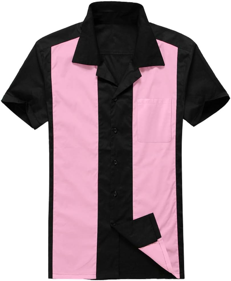 Anchor MSJMen's 50s Retro Camp Rockabilly Style Cotton Mens Shirts Hip Pop Bowling Casual Dress Shirts
