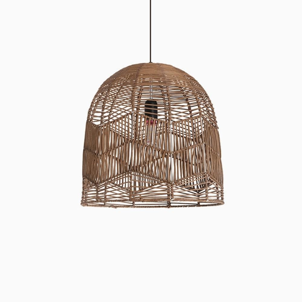 CHUNGYANG Wabi-Sabi Style Lighting Fixture for Guesthouse Tea Room E27 Base Dining Living Room Pendant Lamp with Rattan Lampshade Creative Hand-Woven Chandelier for Kitchen Island Dining Room Cafe