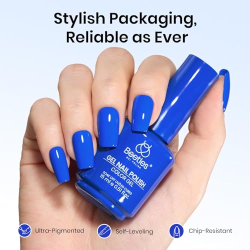 Image of Beetles Blue Gel Polish - 15ML /0.51Fl Oz., Royal Blue Gel Polish, Color-Matched Bottle, Soak-Off UV LED, Long-Lasting Holiday & Summer Nails Art for DIY Beginners & Salon Pros