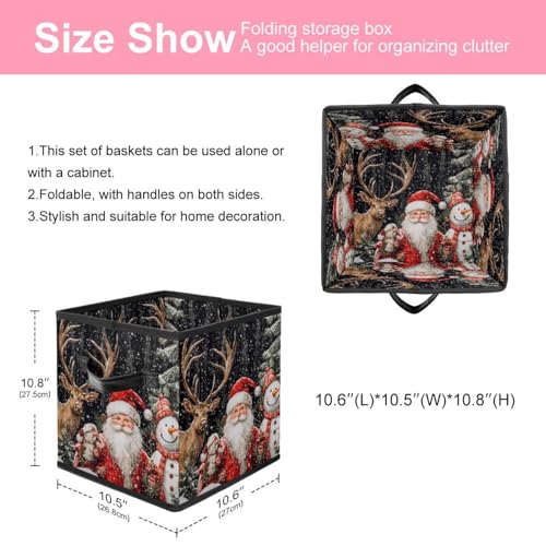 Boîte de rangement en forme de cube de Noël avec double poignées
