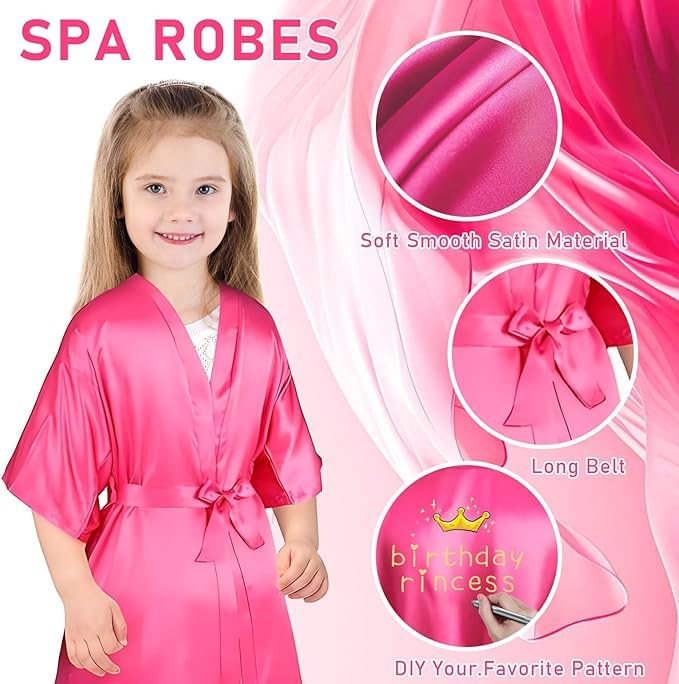 MSYU Set di 30 pezzi di accessori per feste spa per bambini, in raso, per pigiama party, con fascia per benda, regalo di compleanno per ragazze e bambini