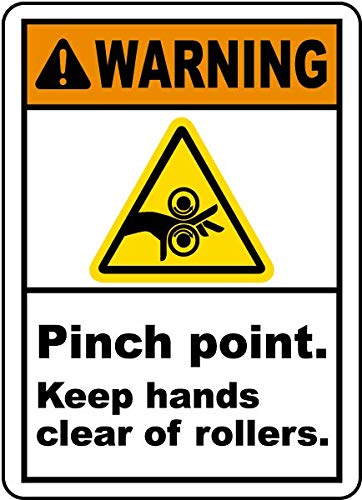 Warning. Pinch Point. Keep Hands Clear of Rollers. Sign Board, Water Proof Signature Board (Sun Sheet)