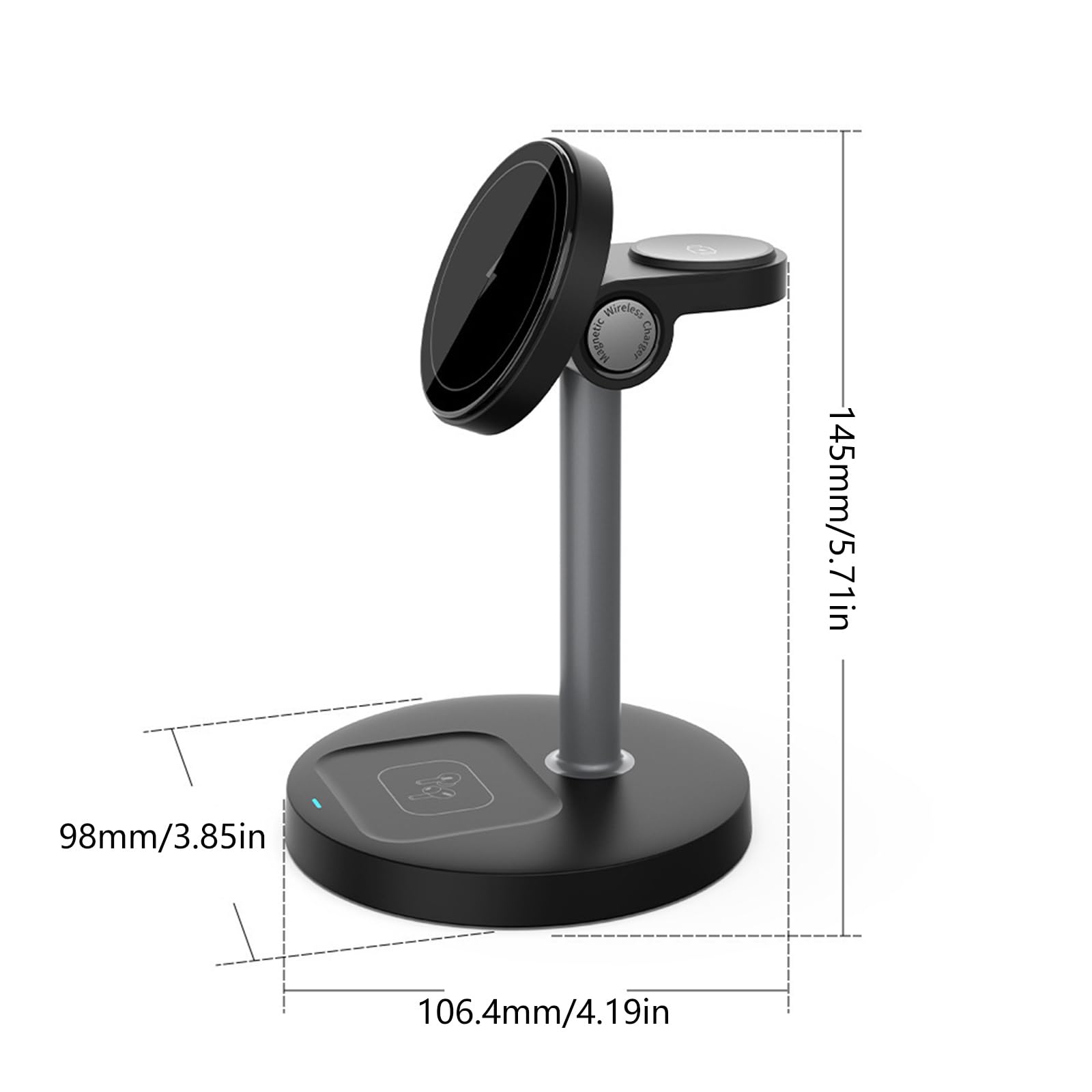 Stazione ricarica 3 in 1 Supporto magnetico da, White | Ricarica rapida per più dispositivi, dock ricarica magnetico, rilevamento oggetti estranei, smartwatch,