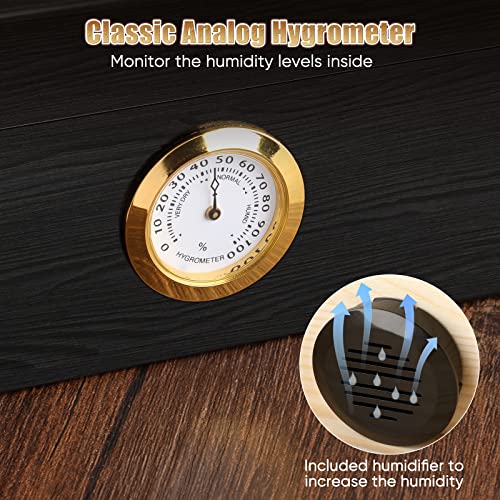 (Xl) Handcrafted Humidor For 20-30 Items, Desktop Cedar Wood Storage Case With Hygrometer, Humidifier, Divider, & Dropper #TOP4