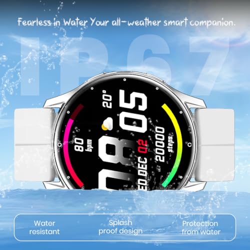 Image of PunnkFunnk Active 2 Smartwatch, 1.39 inch HD Round Display, Bluetooth Calling, Heart Rate & SPO₂, 100+ Sports Modes, IP67, Long Battery Life for Men & Women (Magnetic White)