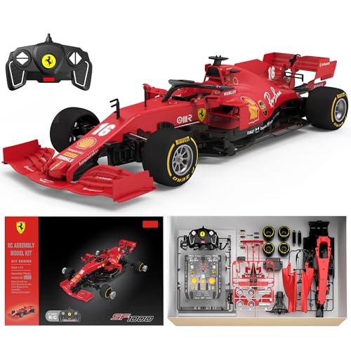 Voltz Toys Licensed Ferrari F1 SF1000 RC Car Building Kit, 1/16 Scale Supercar Assembly Set with Remote Controller, Licensed Model, 65 Pieces, STEM Kits for Kids and Adults, Ages 8+ (Ferrari SF1000)