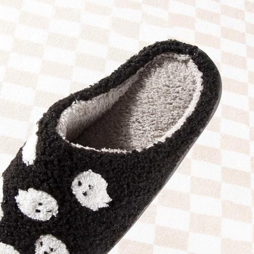 Image of Halloween Pumpkin Slippers for Womens Mens Plush Warm Spooky Lantern Pumpkin Slippers House Shoes