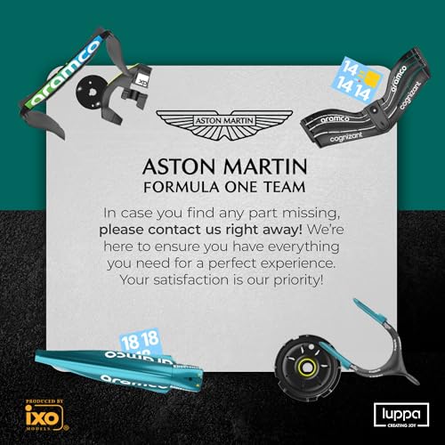 Image of LUPPA Formula 1 AMR 23 Model kit - 1:18 Scale Racing F1 AMR 23 Aramco Model Inspired by Fernando Alonso & Lance Stroll Building kit, Collectible diecast, 140 Pieces