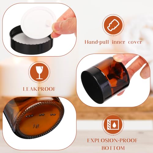 Image of Layhit 90 Pcs 2 oz Glass Jars with Lids Airtight Jars Bulk,Amber | Empty, Airtight, Leakproof, Reusable, Small Jar with Blank Labels & Liners Lids, Travel Jars for Cream, Lotions, Candle