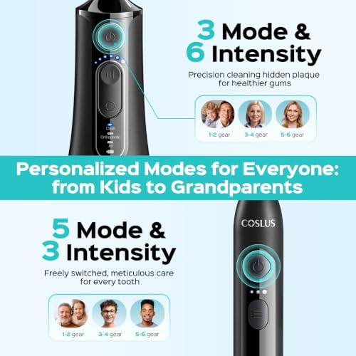 Image of COSLUS C51C30 Water Flosser Electric Toothbrush Combo, 2-1 Oral Clean Kit