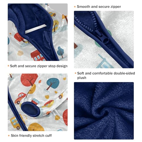 Autumn Trees Cars Houses Toddler Fleece Jacket Girl Boys Hooded Fleece Jacket Coat Warm Outwear Zip-up 3-10T3