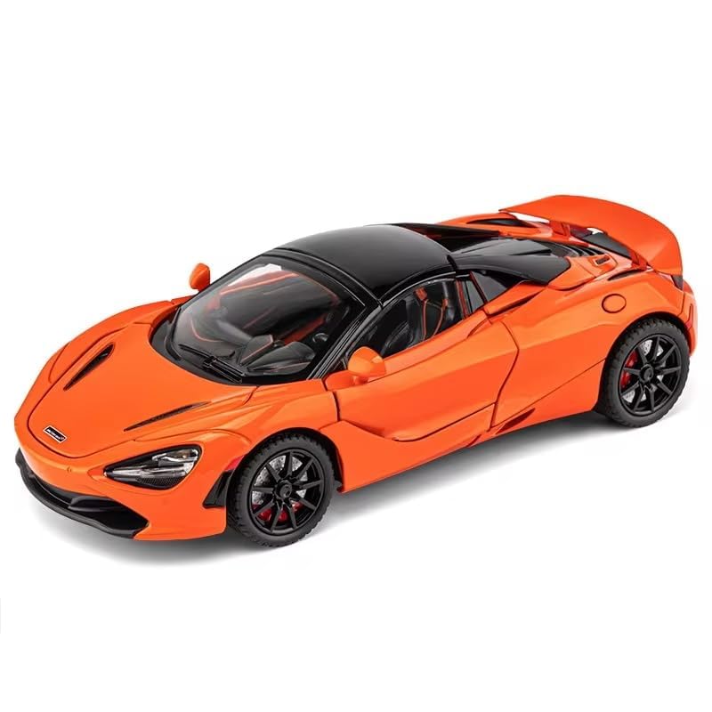 Image of 1:32 Scale McLarean 720s Convertible Alloy Pickup Car Toy Metal Pull Back Diecast Car with Openable Door and Sound Light, Gifts Toys for Kids【Orange】