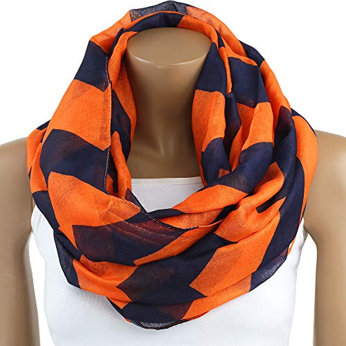 Oversized Orange and Navy Blue Lightweight Infinity Chevron Gameday Scarf2