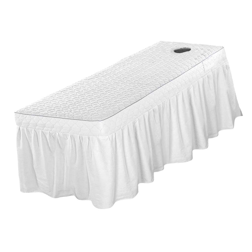 ?????? Hotel Cosmetic Bed Valance Sheet Massage Couch Table Skirt Cover 190x70cm, White
