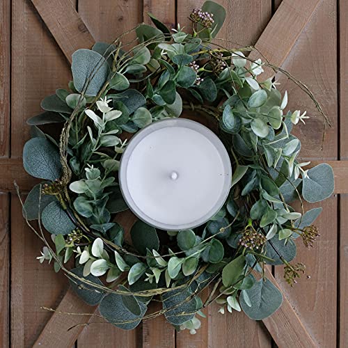 Idyllic 12 Inch Artificial Green Leaves Wreath Eucalyptus Round Wreath For Home Decoration Rustic Farmhouse Decor For Festival Celebration Front Door thumb #5