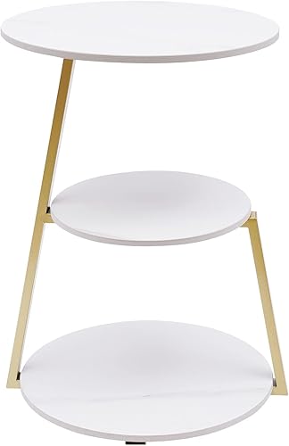 Miniatura 3 de Mesa auxiliar redonda apilable de 3 niveles, mesa auxiliar para sala de estar, estante de mesa de aperitivos de metal, mesa auxiliar moderna, ajuste