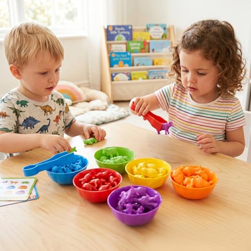 Image of BeFunky Counting Matching Game with Sorting Bowls, Color and Sensory Montessori Educational Learning Toys Set Gift for Toddlers Preschool Age 3+ Years Old (Animal Box)