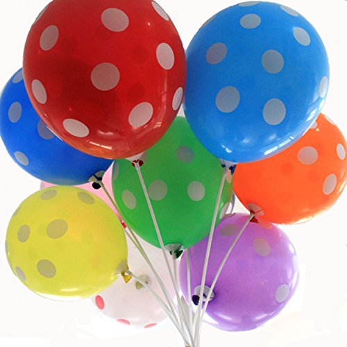 Pestary 50 Ct 12Inches Polka Dot Balloons Rainbow Assorted Latex Party Balloon Decoration Birthday Air Balls (Multicolor) #TOP6