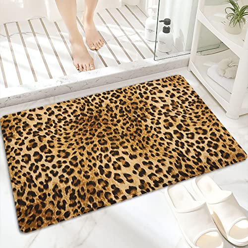 Tappeto da Bagno in Microfibra, Tappetino da Bagno Antiscivolo,Animale selvatico pelle di leopardo modello fau,Morbido, Facile da Pulire, Molto Assorbente per Bagno, Camera da letto, Interni 60x100 cm