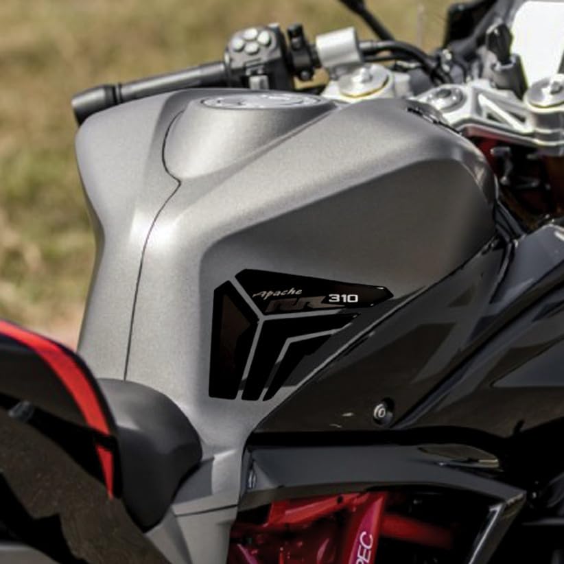 Image of Apache RR310 Motorcycle Side Knee Pad Decals and Stickers, Red and Black (Silver)