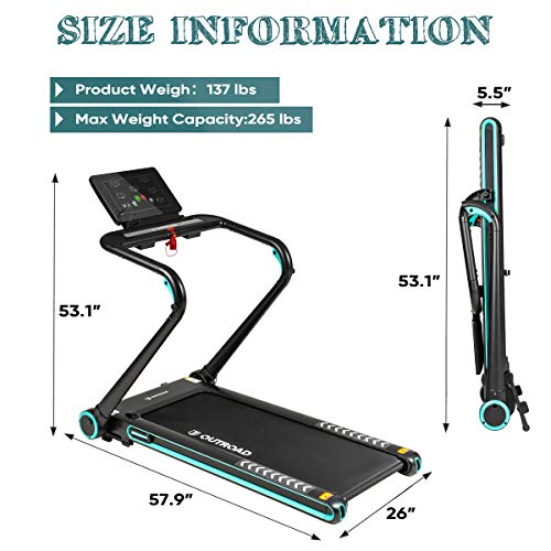Outroad 3.0 Hp Cushioning Treadmill,Electric Folding Treadmill, Wide Foldable Treadmill, Silent Treadmill For Home Office, Knee-Protection Cardio Fitness Exercise Machine For Walk And Running #TOP3