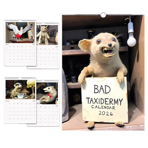 2026 Bad Taxidermy Calendar Inappropriate Calendars 12 Months of Funny Animal Failure Photo Calendar White Elephant Prank Gift (1pcs)