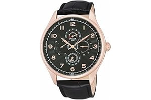 PW9002 Stainless Steel Case Black Leather Mineral Men's Watch
