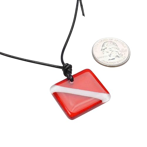 Miniatura 8 de Scuba Diving Necklace Gift Jewelry Fused Glass Down Flag Pendant Design By Zulasurfing