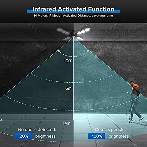sansi led garage lights infrared sensor 60w480w equivalent deformable ceiling light with 4 adjustable panels led shop light 5000k super bright e26 natural lighting e26 for garageworkshopbasement