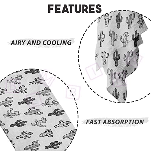 Image of BEMBIKA Bamboo Muslin Swaddle Wrap Baby 120X110 Cm Stroller Blanket Receiving Blanket for Newborn (Black Cactus)