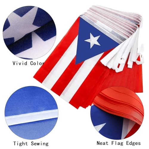Image of Puerto Rico Flags Puerto Rican String Flag Banners for Patriotic Events Independence Day Sports Bars Inside Outside Decorations 33 Feet 30 Flags