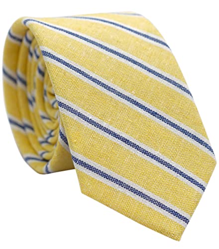 Image of BELLUNO Men's 2.5 inch Skinny Solid Cotton Linen Ties
